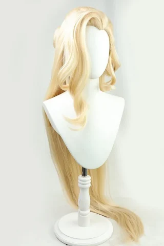 ZXR Radiant wig #27 features long, straight blonde hair with soft waves, displayed on a white mannequin head.