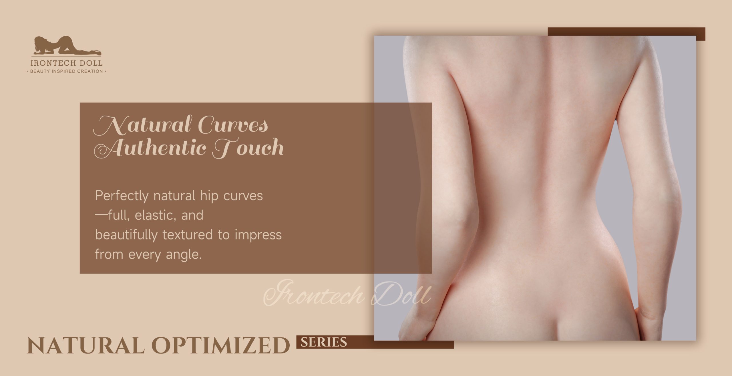 A close-up view of a smooth, curvy back showcasing natural hip contours, with soft lighting emphasizing the skin texture.
