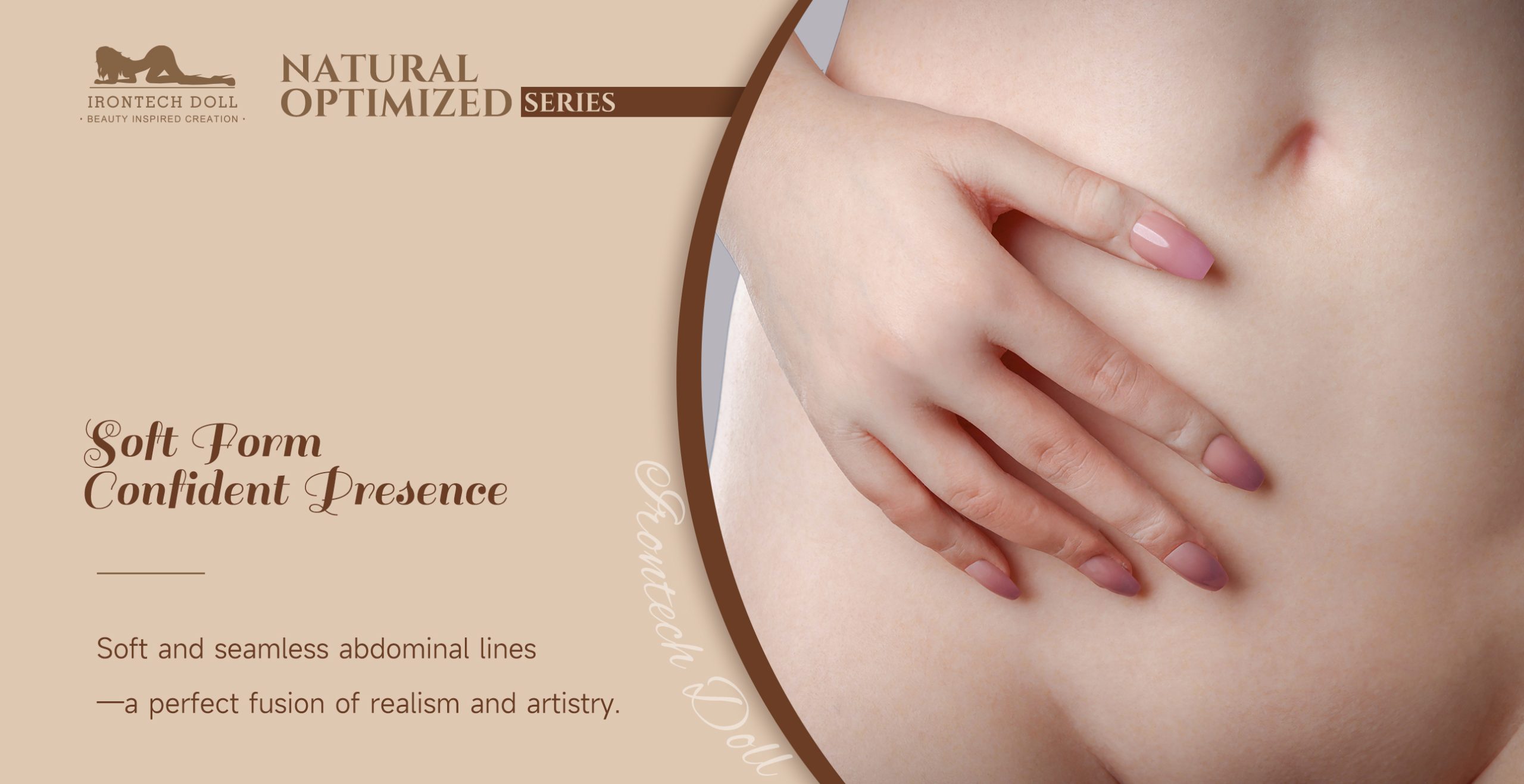 A close-up of a smooth abdomen with a hand gently resting on it, showcasing soft, seamless lines and natural skin tones.