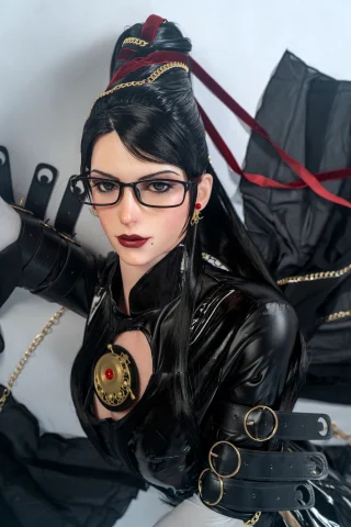 Bayonetta 170cm B Cup silicone doll by GameLady features intricate details and stylish accessories.