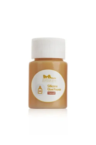 Silicone glue in tanned shade for effective repairs, ideal for Irontech Doll products.