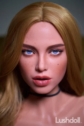 Chloe S158cm doll features striking blue eyes and realistic freckles, showcasing Lushdoll's craftsmanship.