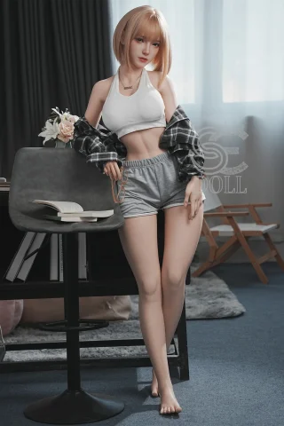 SES024-161-E-Head130SC-BridgetA-11 doll in casual attire, showcasing a stylish look with a cozy setting.