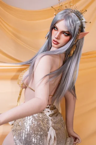 SES084-T167-E-Head154SO features a stunning doll with silver hair, intricate accessories, and a shimmering outfit.