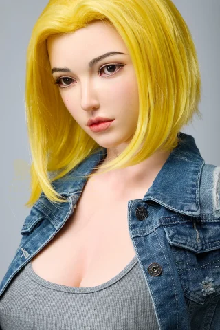 159cm S41-4 doll features a realistic design with blonde hair and a denim jacket. Ideal for collectors and enthusiasts.