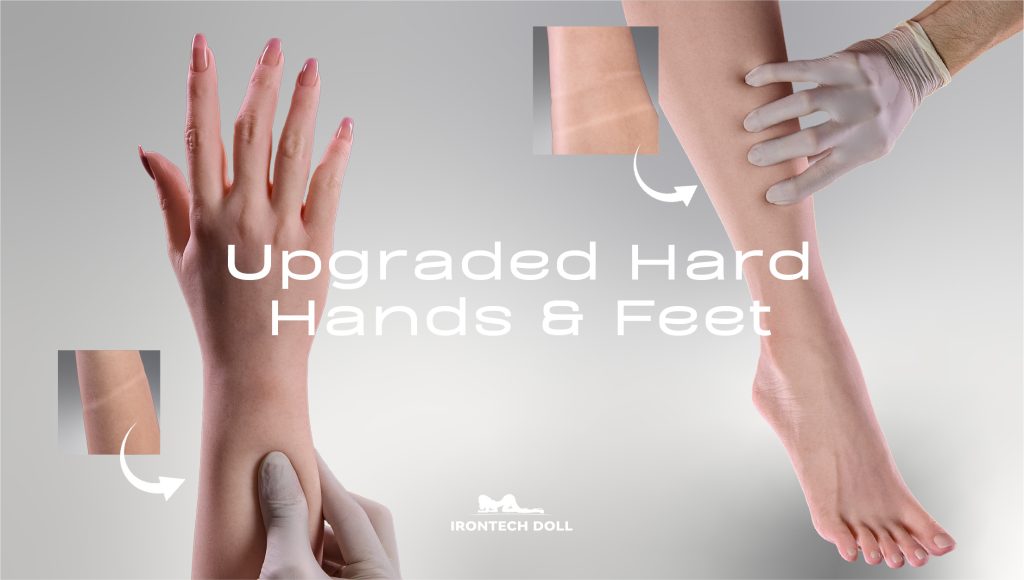 Irontech Doll's upgraded hard hands and feet showcase realistic skin texture, elegant poses, and detailed articulation.