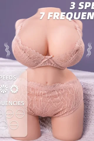 Jessica 8.6lbs TPE sex doll torso features 3 speeds and 7 frequencies for enhanced pleasure.